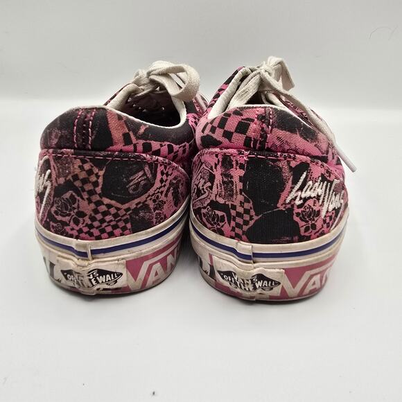 Vans Lady Vans pink black graphic embroidered lace up canvas shoes men 6.5 - Picture 4 of 10